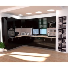 Bucatarie Zebra wenge / Fronturi PAL negru - Varianta 4